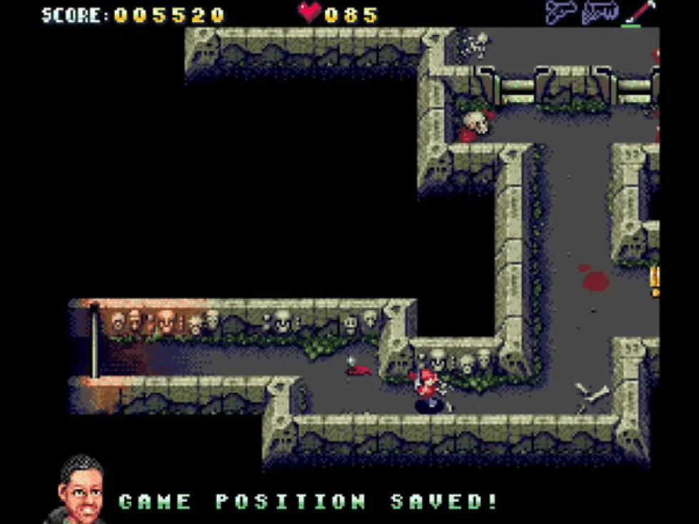 UrbX Warriors gameplay in an underground area with the message Game Position Saved.