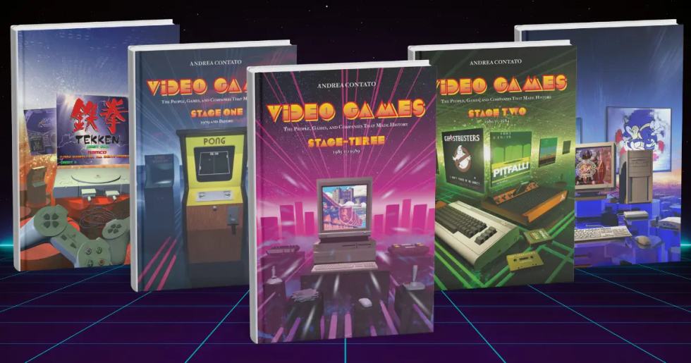 I volumi della collana Video-Giochi di Andrea Contato dedicata alla storia dell'industria videoludica