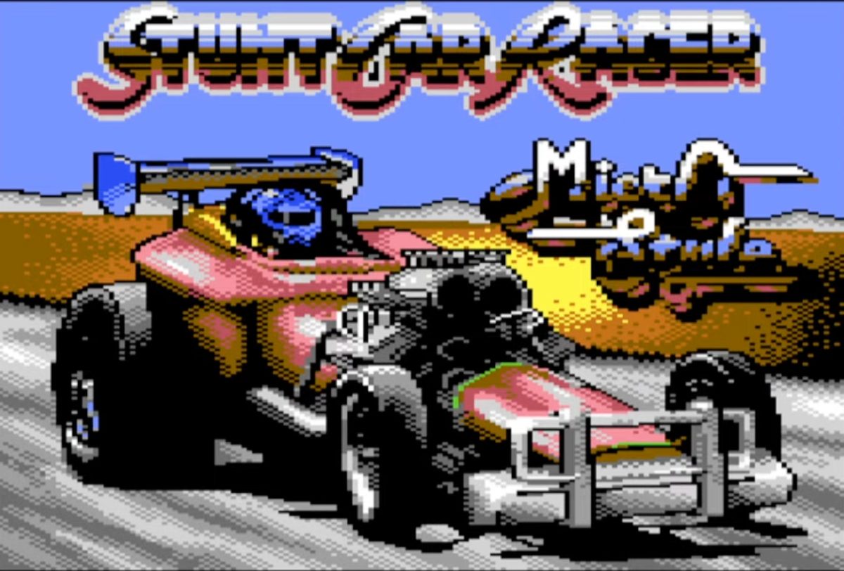 Schermata del titolo di Stunt Car Racer con una monoposto da corsa.