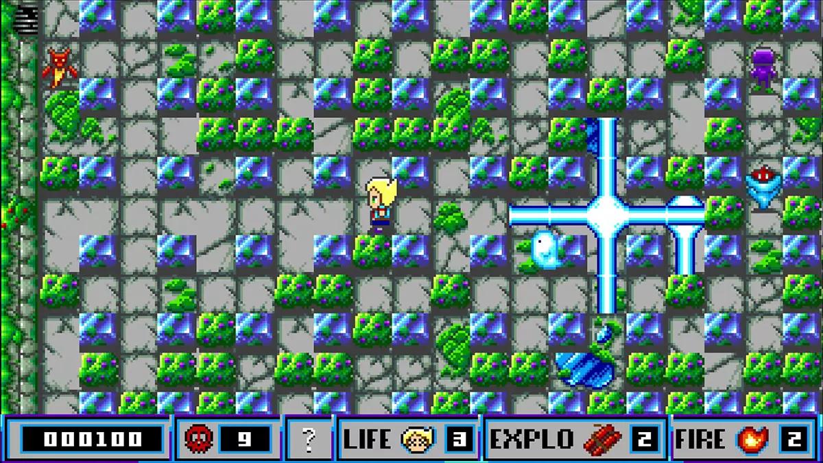 Gameplay di Kaboomania su Amiga in un livello ambientato in una foresta