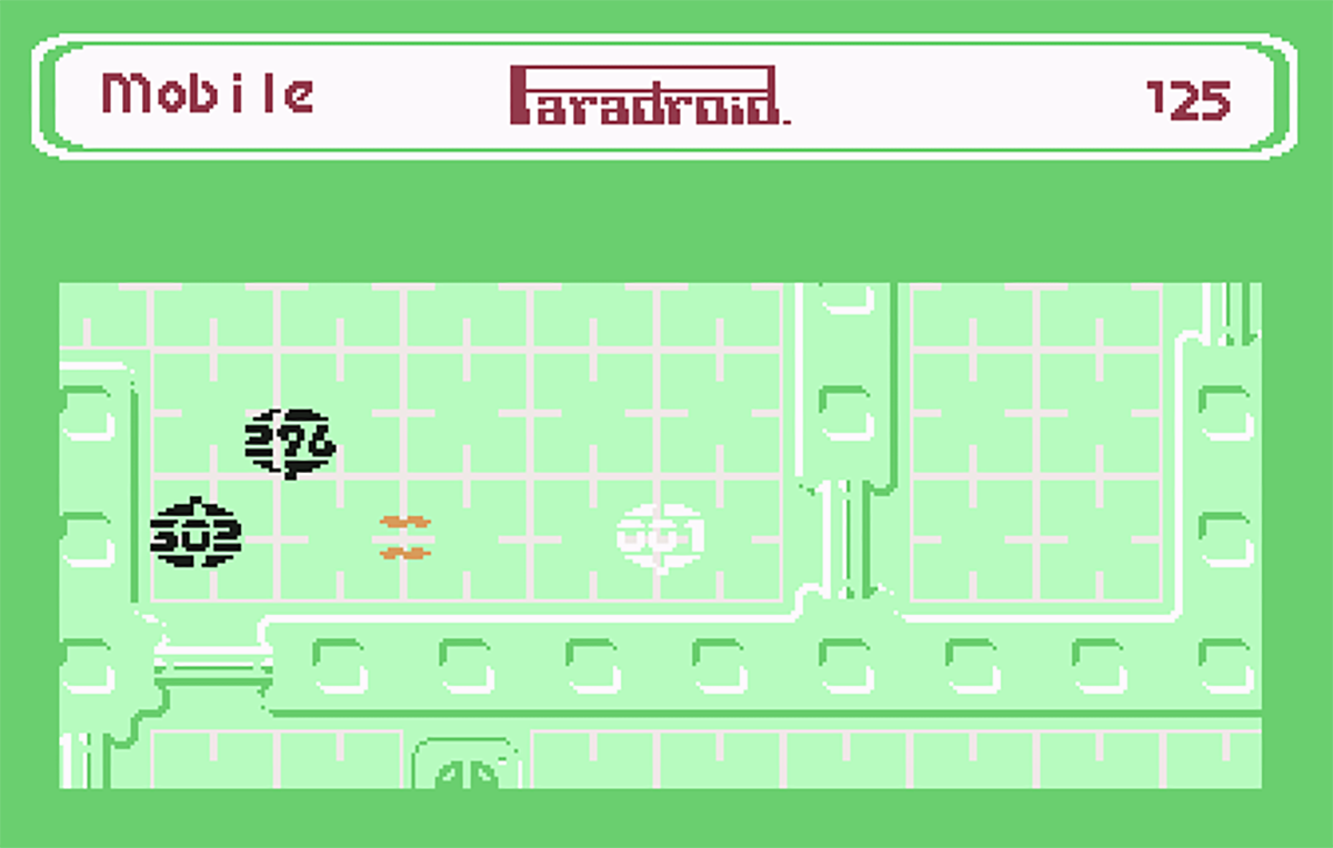 Schermata di Paradroid su Commodore 64, citato da Tony Warriner tra i giochi della sua formazione
