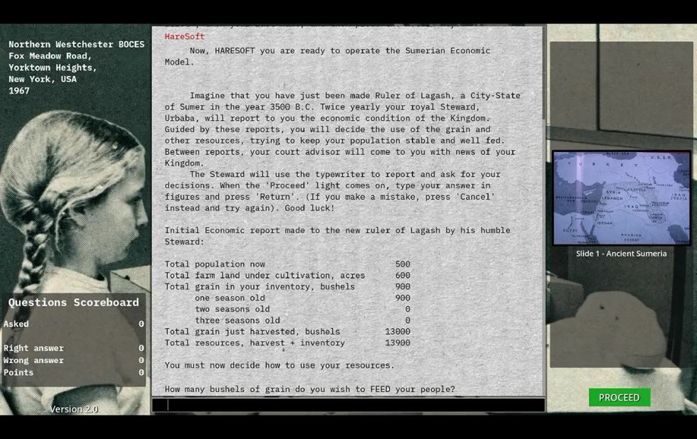Schermata di The Sumerian Game nella ricostruzione realizzata da Andrea Contato
