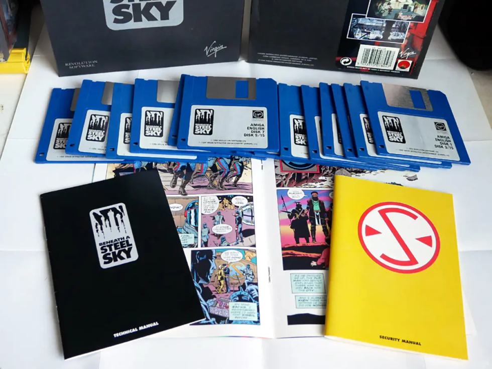 Beneath a Steel Sky original box, floppy disks and comic book