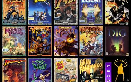 Collage delle copertine delle principali avventure Lucasfilm Games e LucasArts
