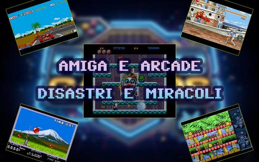 Cover grafica con screenshot di OutRun, Street Fighter II, Pang, Rainbow Islands e Snow Bros.