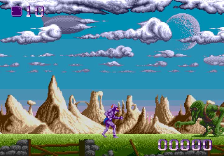 Schermata della versione Mega Drive di Shadow of the Beast.