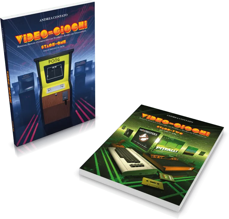 Due volumi Video-giochi Stage Two mostrati su sfondo nero.