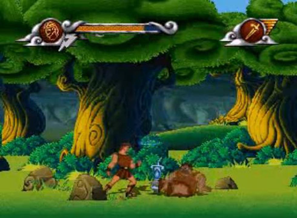 Hercules in uno scenario con elementi bidimensionali e poligonali su PlayStation