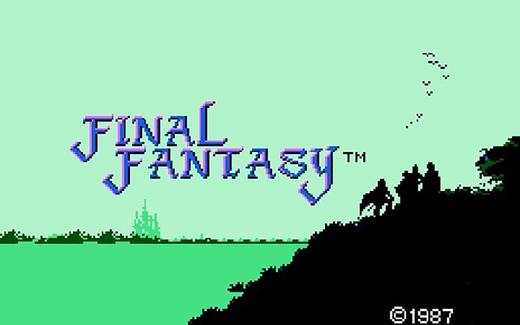 Schermata del titolo del primo Final Fantasy per Famicom, pubblicato da Square nel 1987