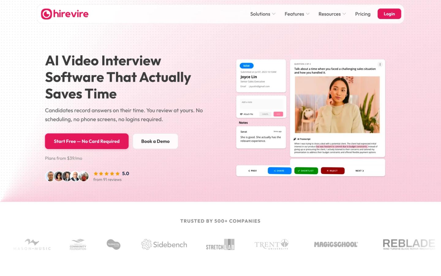 Hirevire Homepage