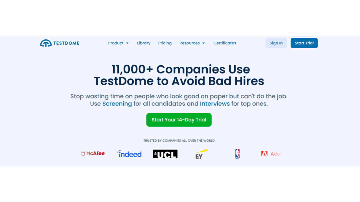 TestDome website