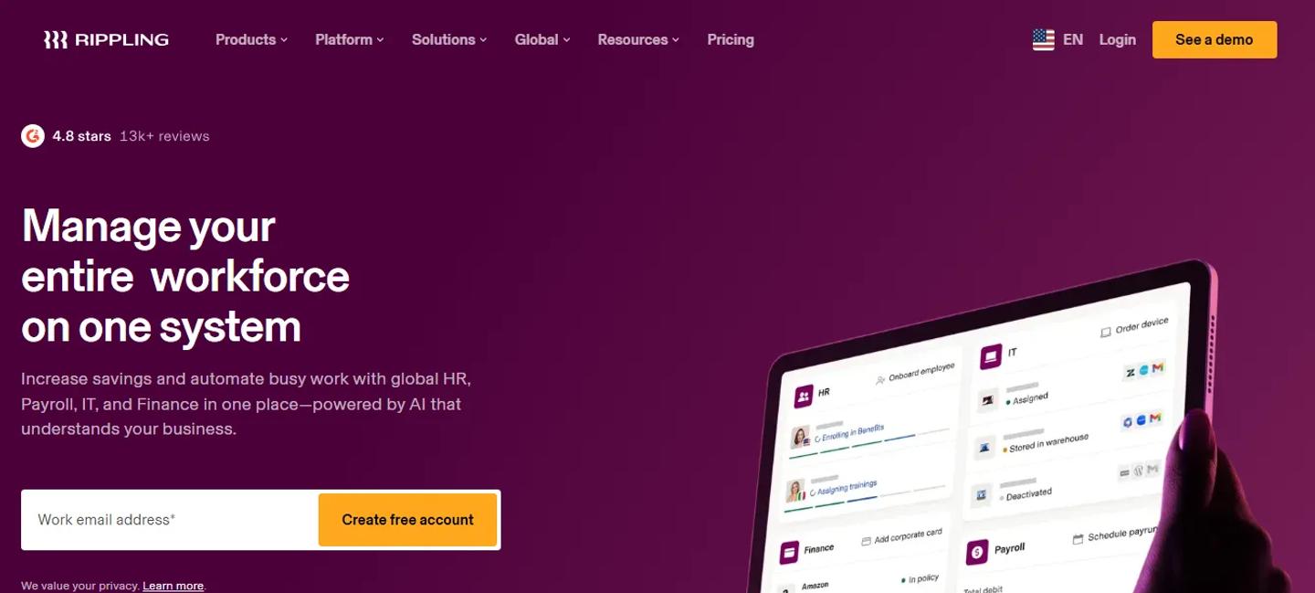 Rippling Homepage