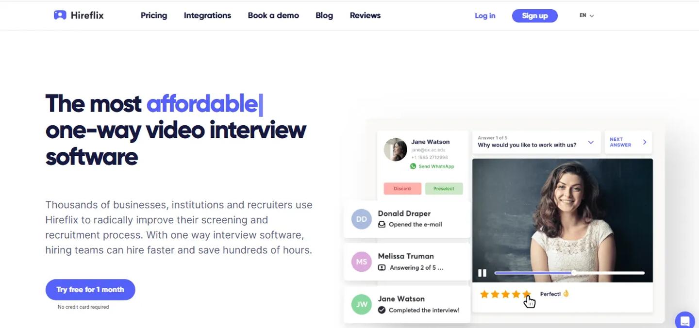 Hireflix Homepage