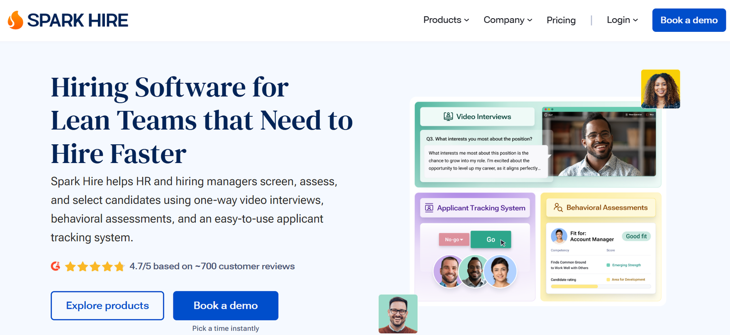 SparkHire's website