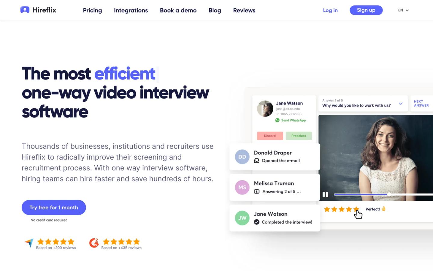 HireFlix One-Way Video Interview