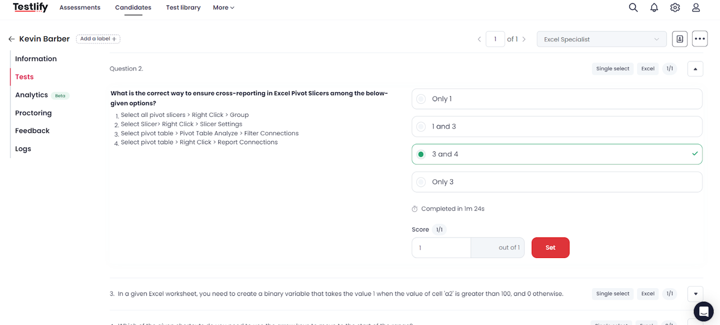 Customizable skill assessments in Testlify
