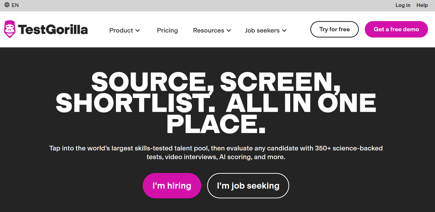 TestGorilla's website