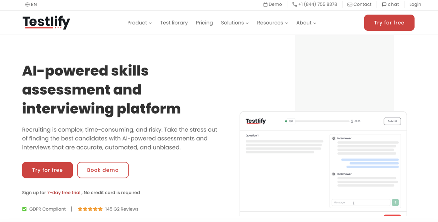 Testlify's website