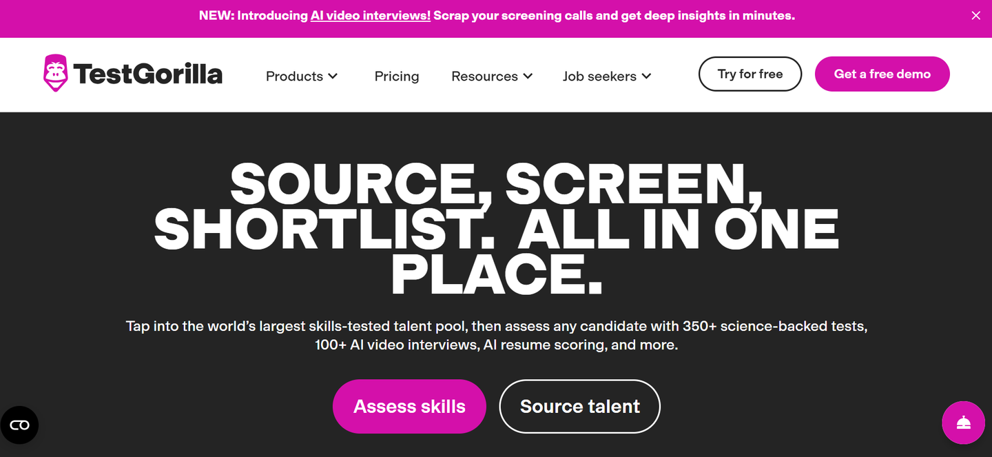 TestGorilla website