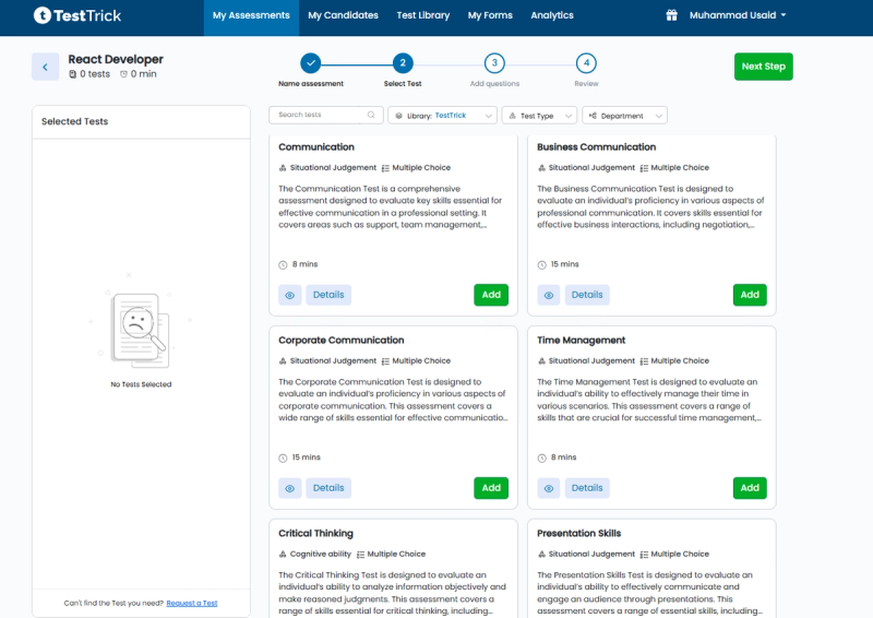 Test Library and Custom Tests