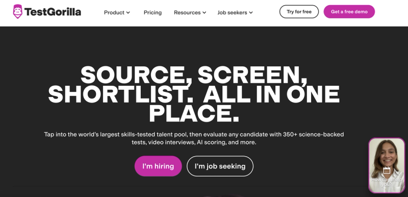 TestGorilla's website