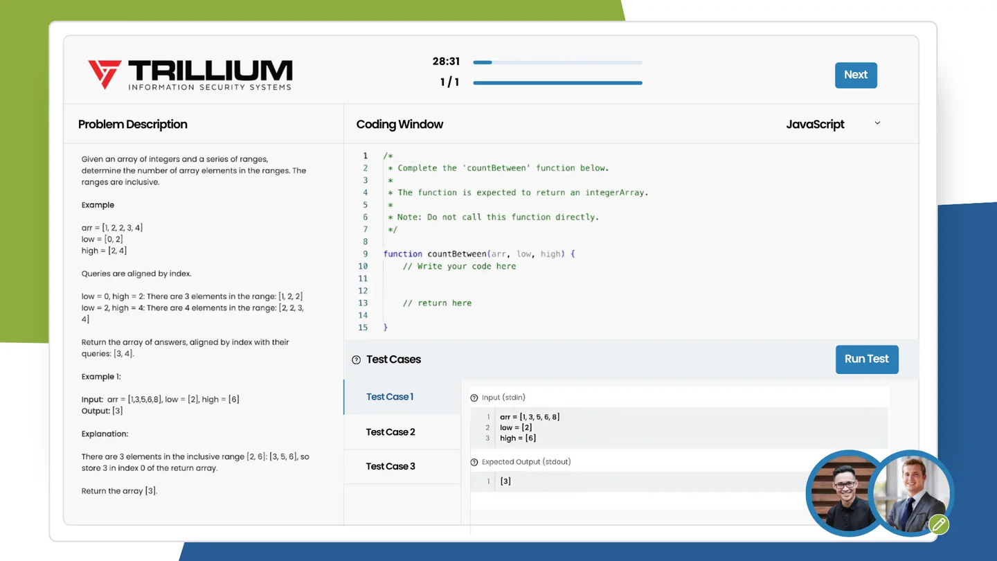 Coding Skills assessments in TestTrick
