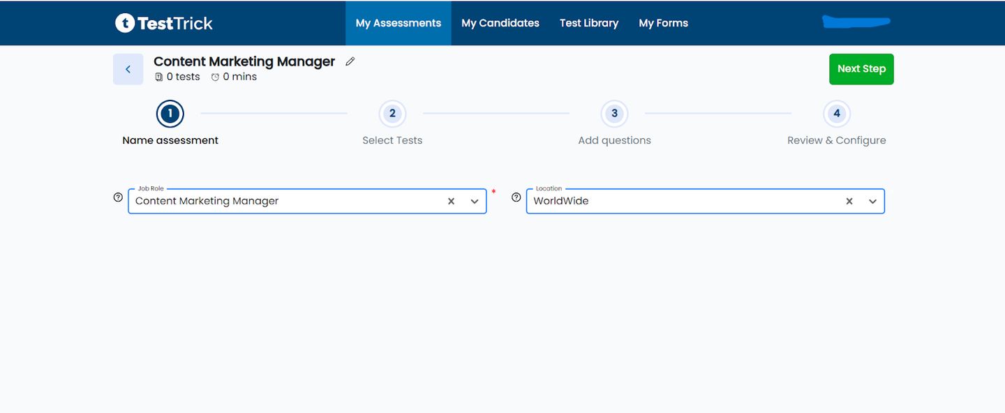 Assessment Creation Page