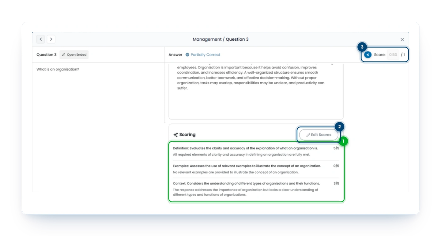 Assessment Review Screen