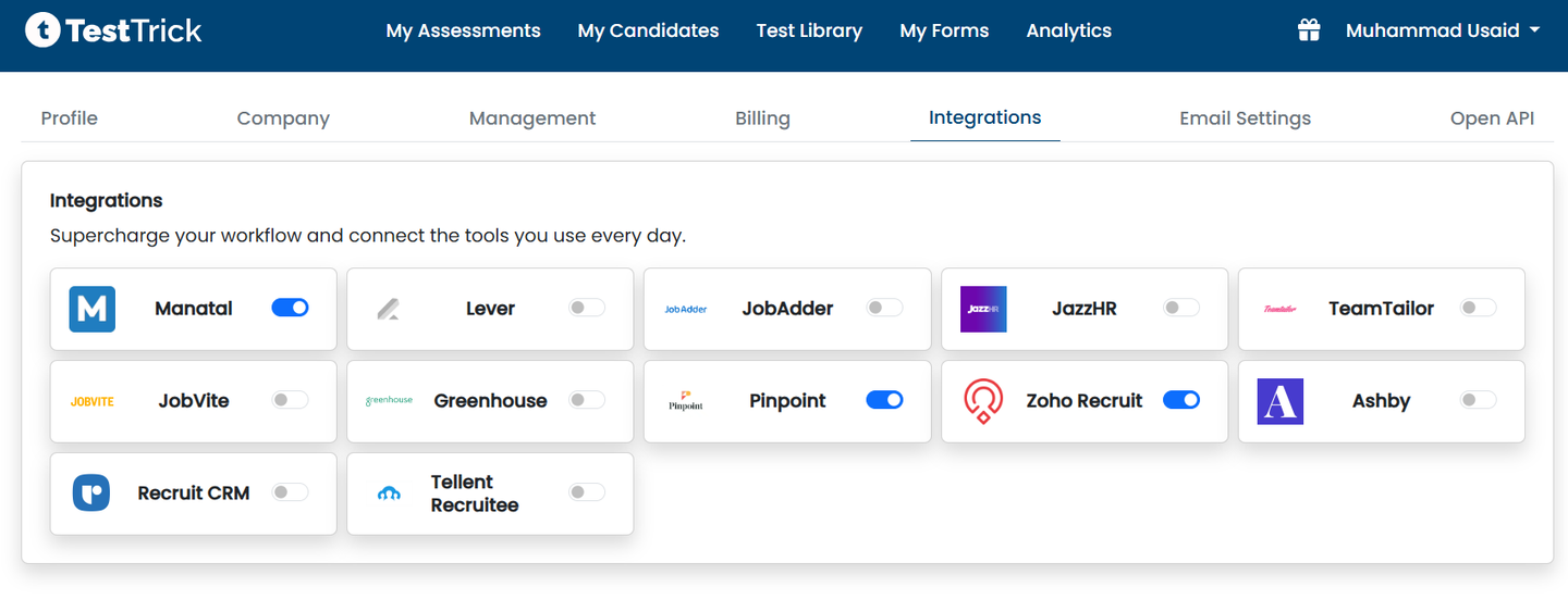 TestTrick Integrations
