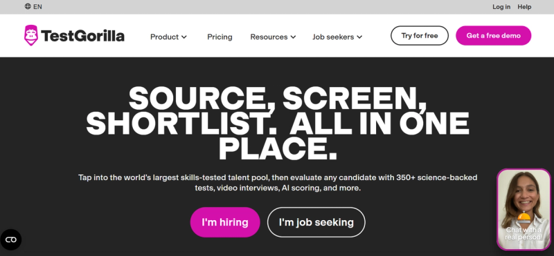 TestGorilla's website