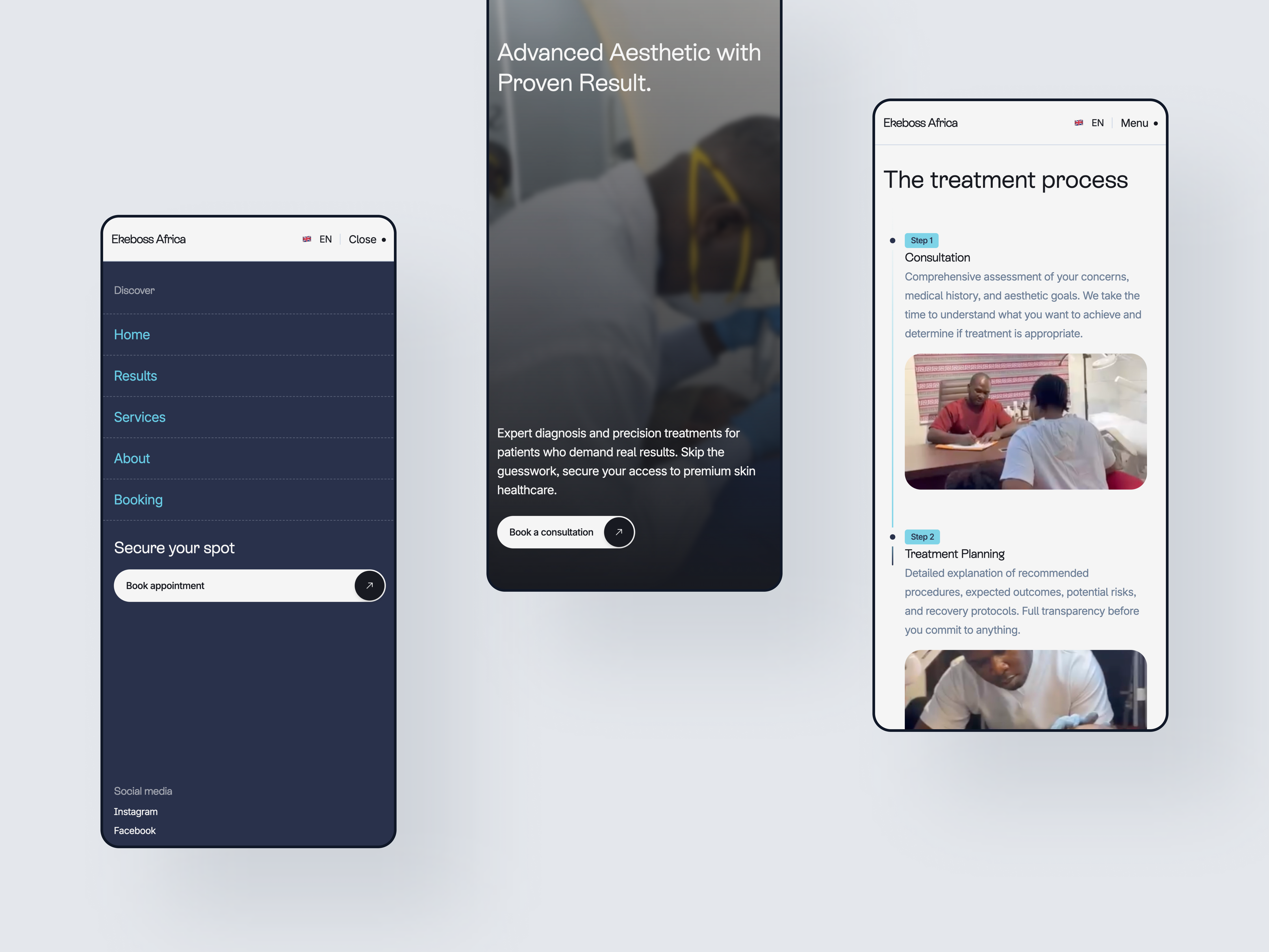Ekeboss mobile pages and mobile menu