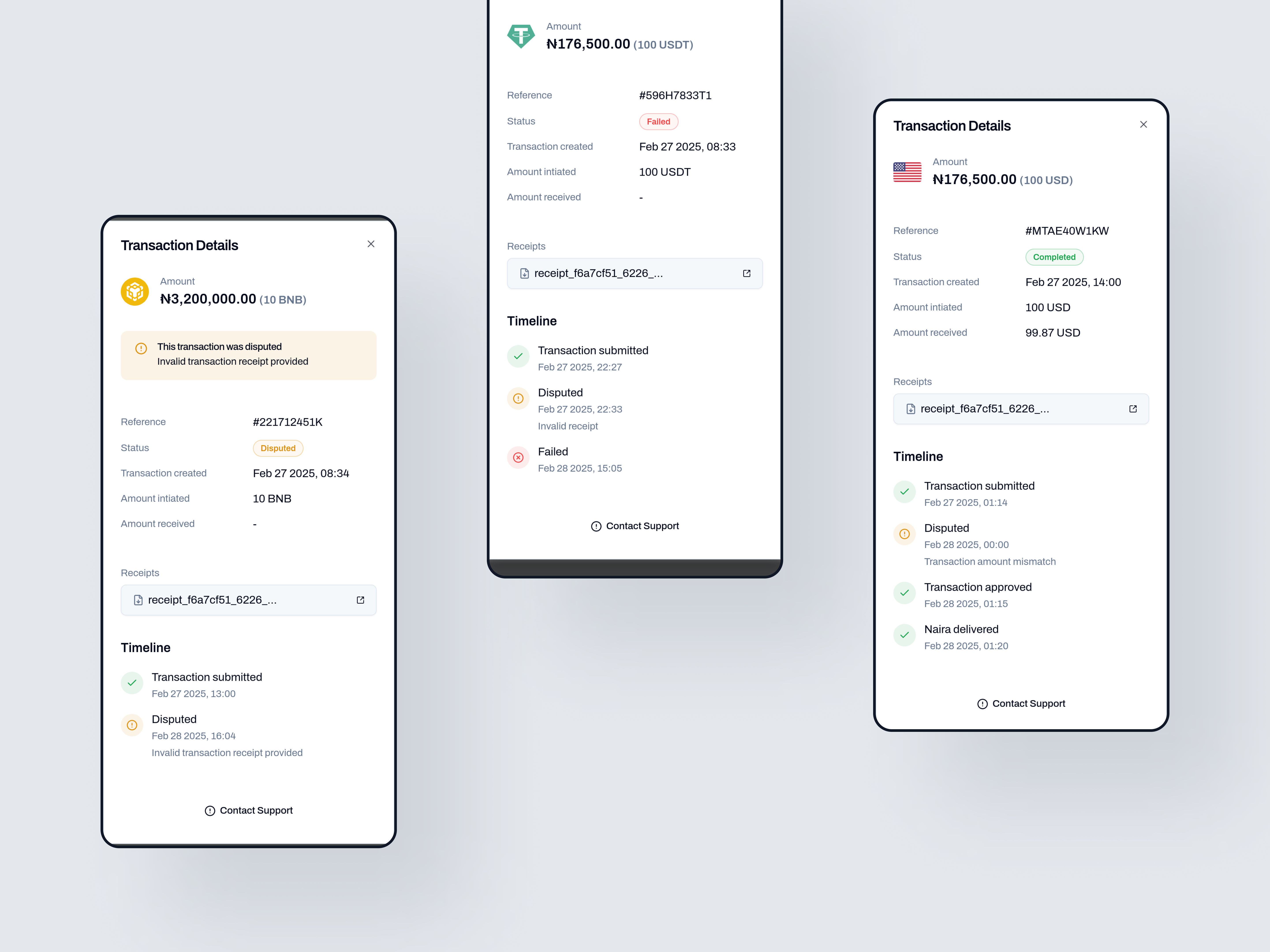 Slimepay transaction screens