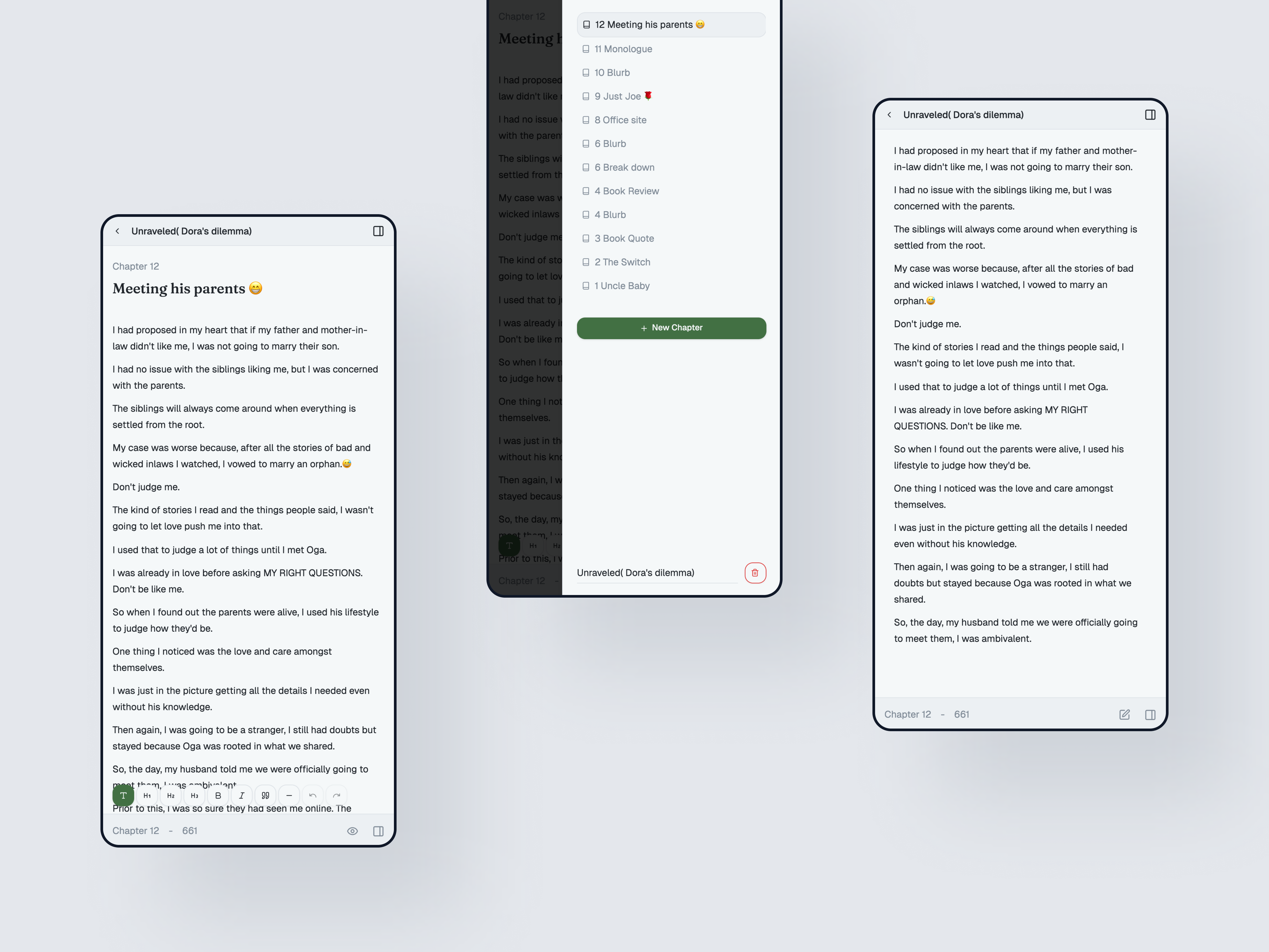 Thoughts book screens