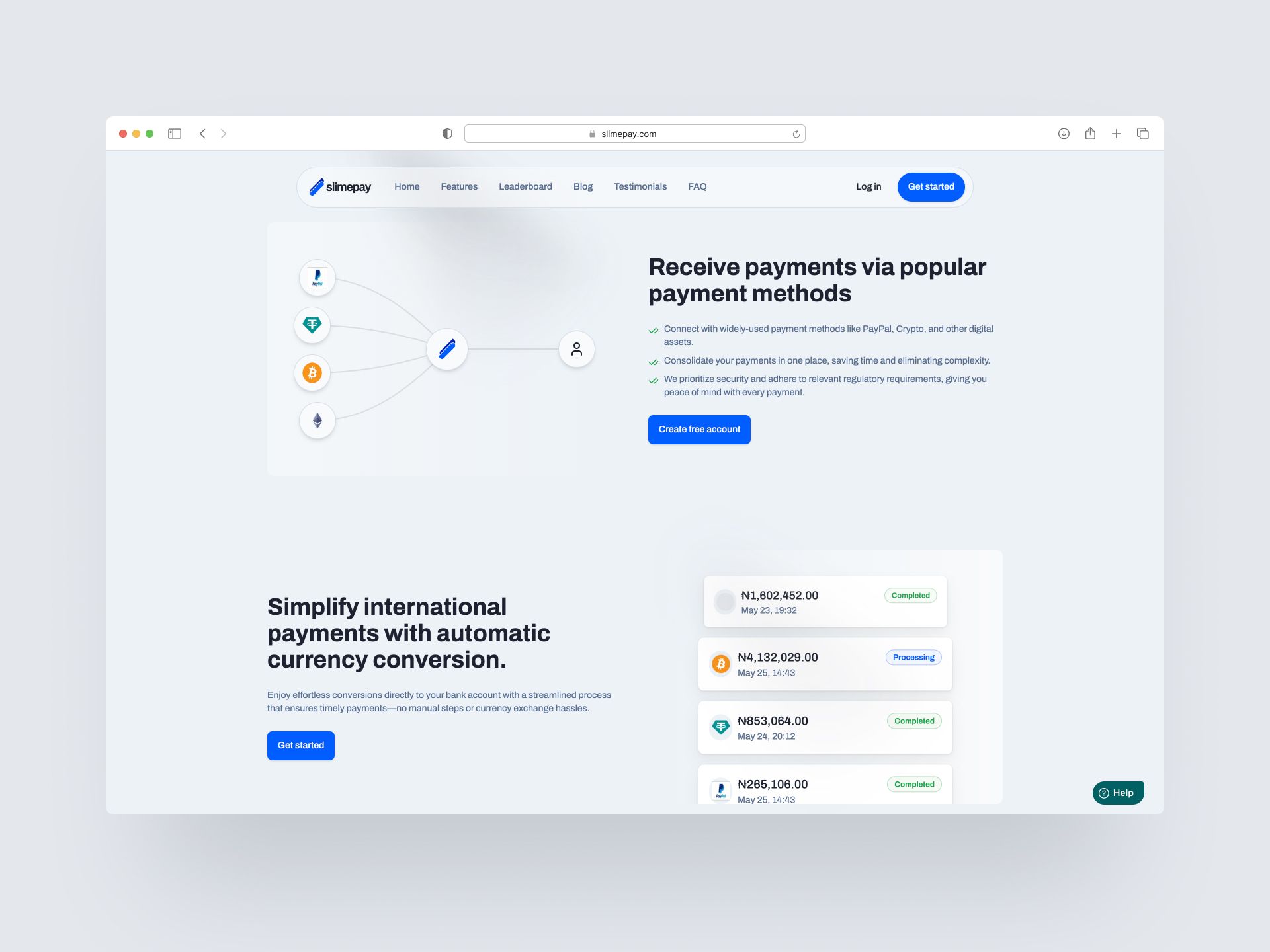 Slimepay homepage value props
