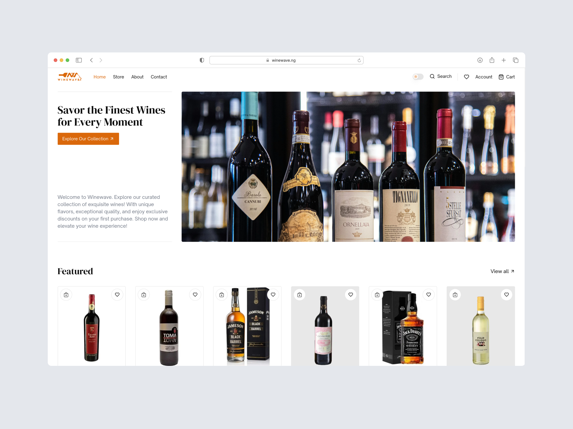 Winewave homepage