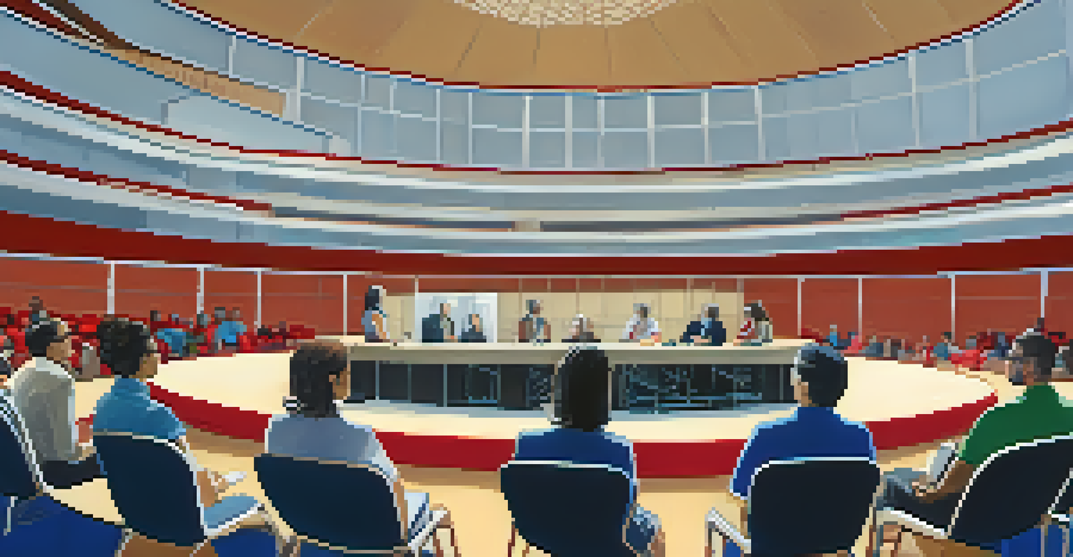 An educational panel discussion at the University of Arizona, featuring diverse speakers engaging with an attentive audience in a bright auditorium.