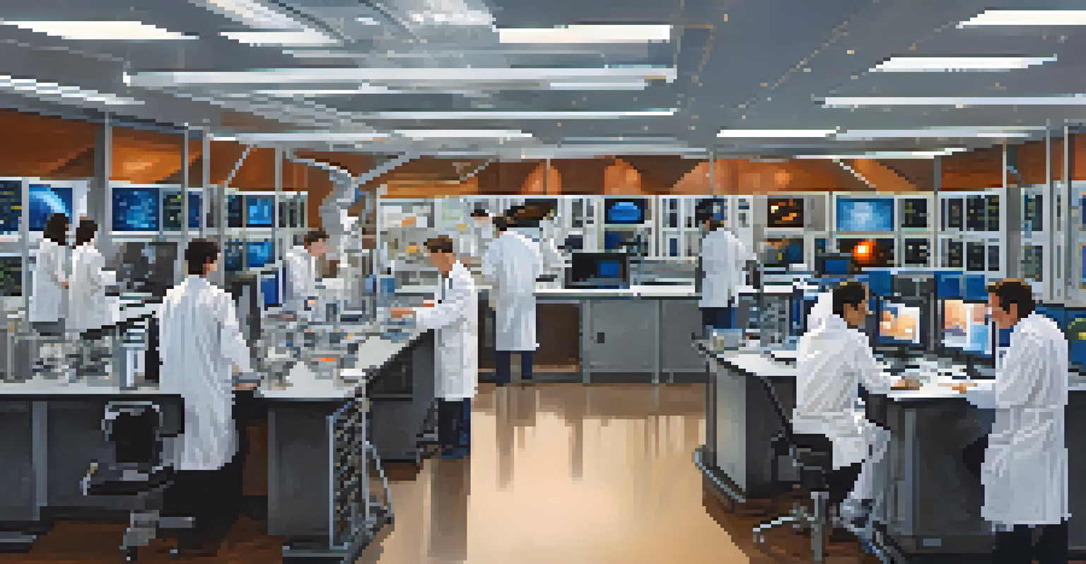 A high-tech research laboratory in Tucson with scientists working on space instruments and technology.