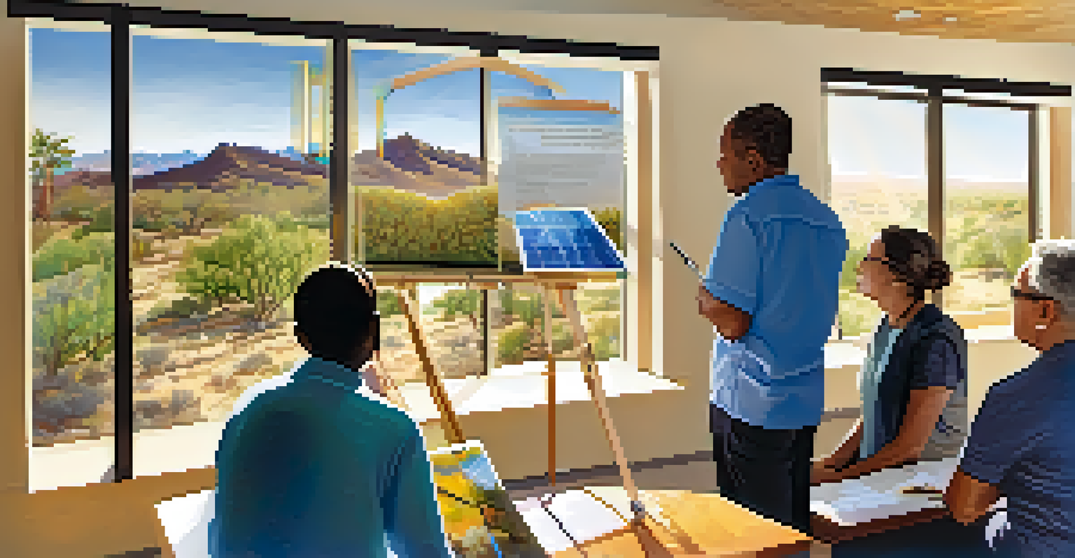A community workshop in Tucson about solar energy with residents engaged in learning.