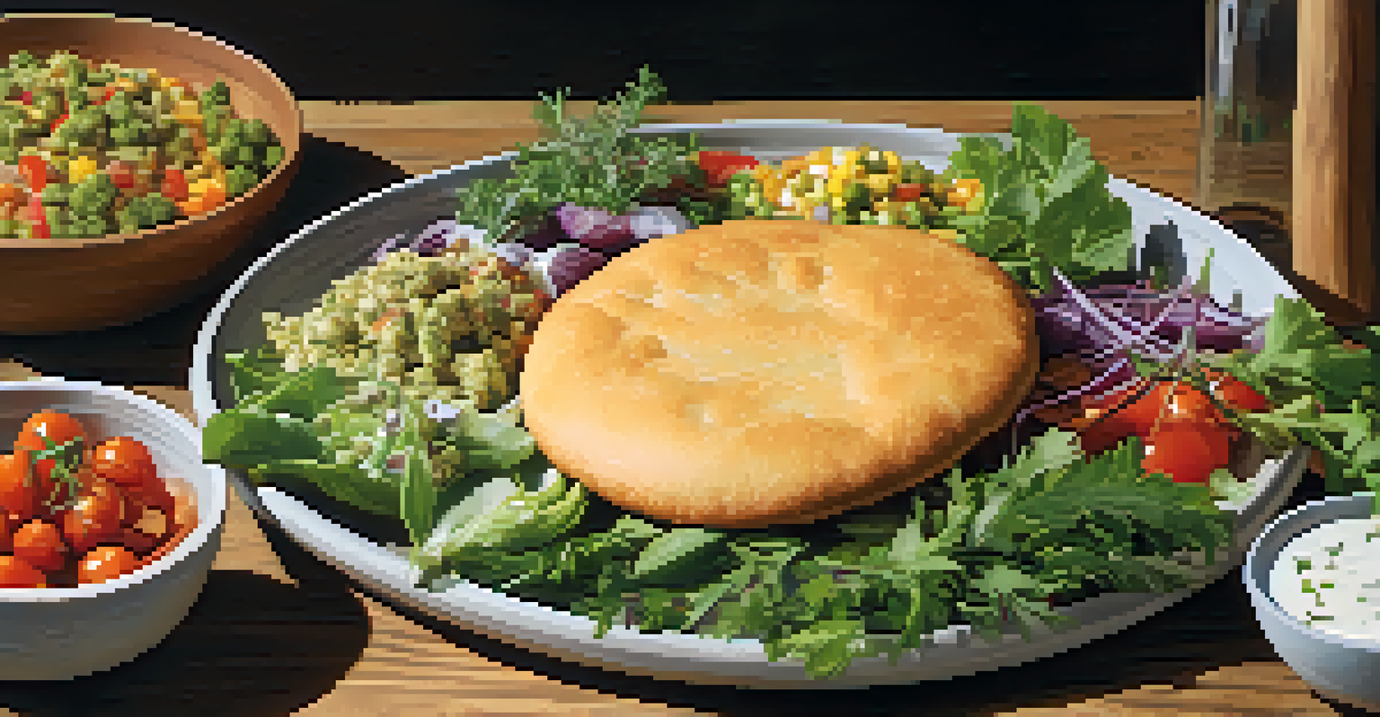 A close-up view of a plate of traditional Native American fry bread with toppings, displayed on a rustic wooden table.