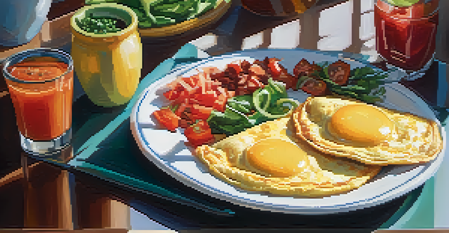 A delicious breakfast of fluffy omelet and homemade salsa served in a charming café in Tucson, with sunlight illuminating the space.