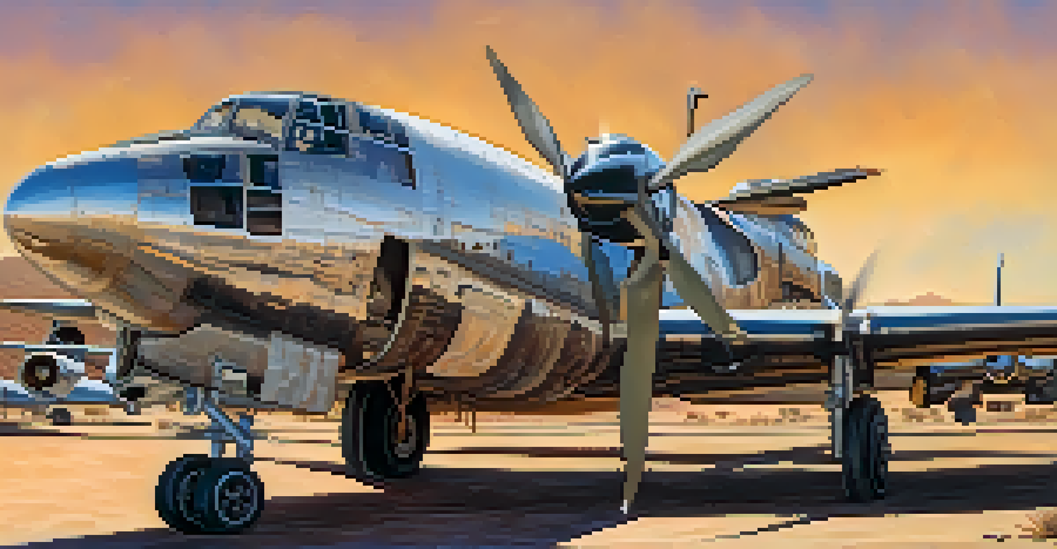 A detailed view of a retired military aircraft, emphasizing its worn exterior in the boneyard.