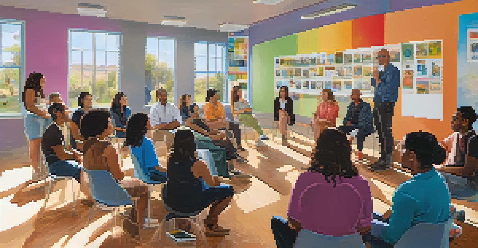 A diverse group of individuals engaged in a discussion about transgender rights in a bright workshop setting.