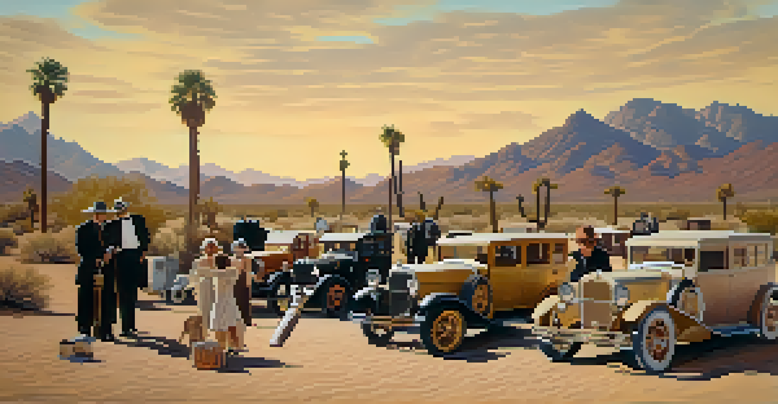 A vintage 1920s film set in Tucson with actors in period costumes, capturing the essence of silent films.