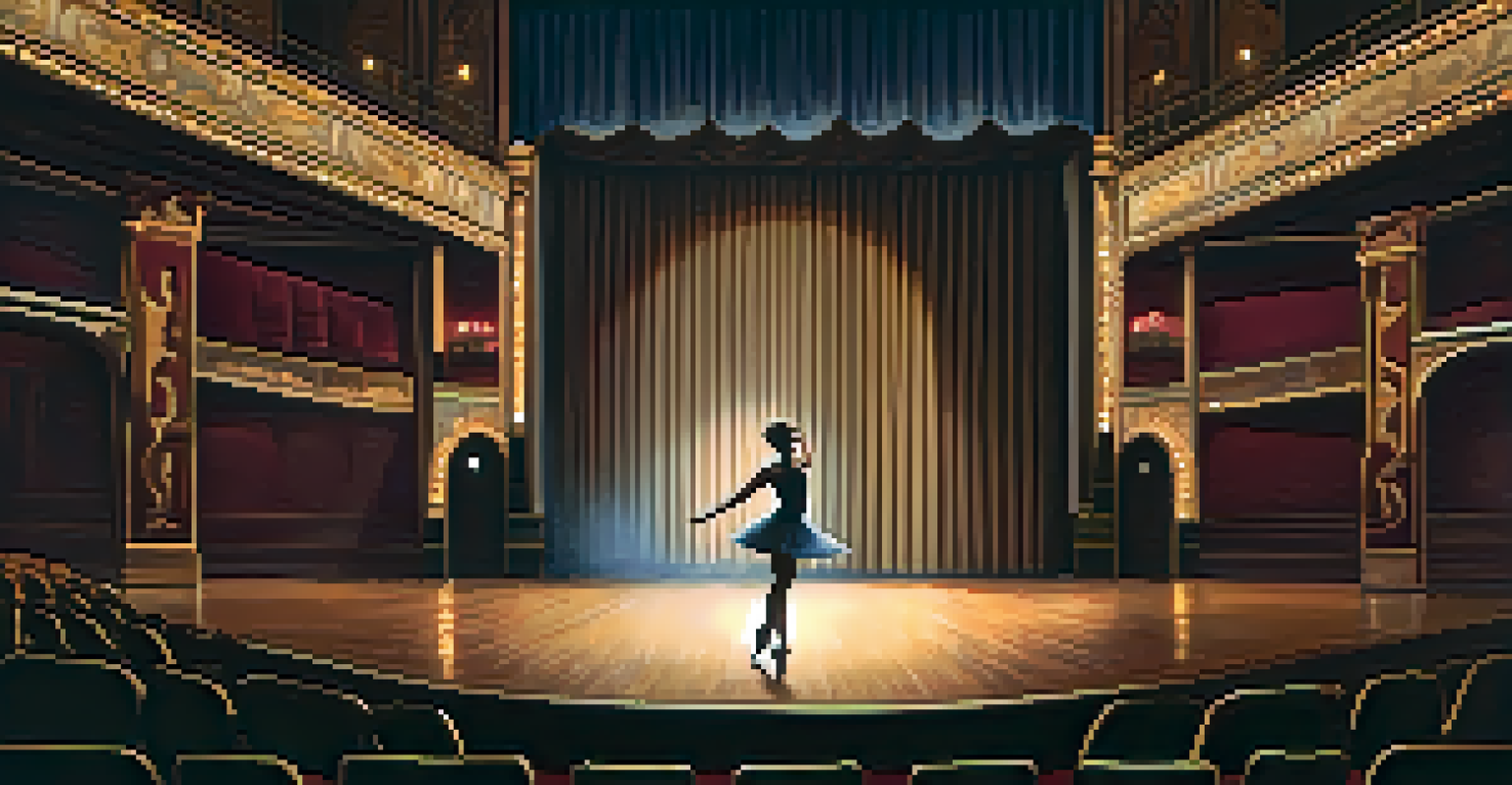 An indoor view of Rialto Theatre featuring a dancer on stage with an engaged audience and warm lighting.