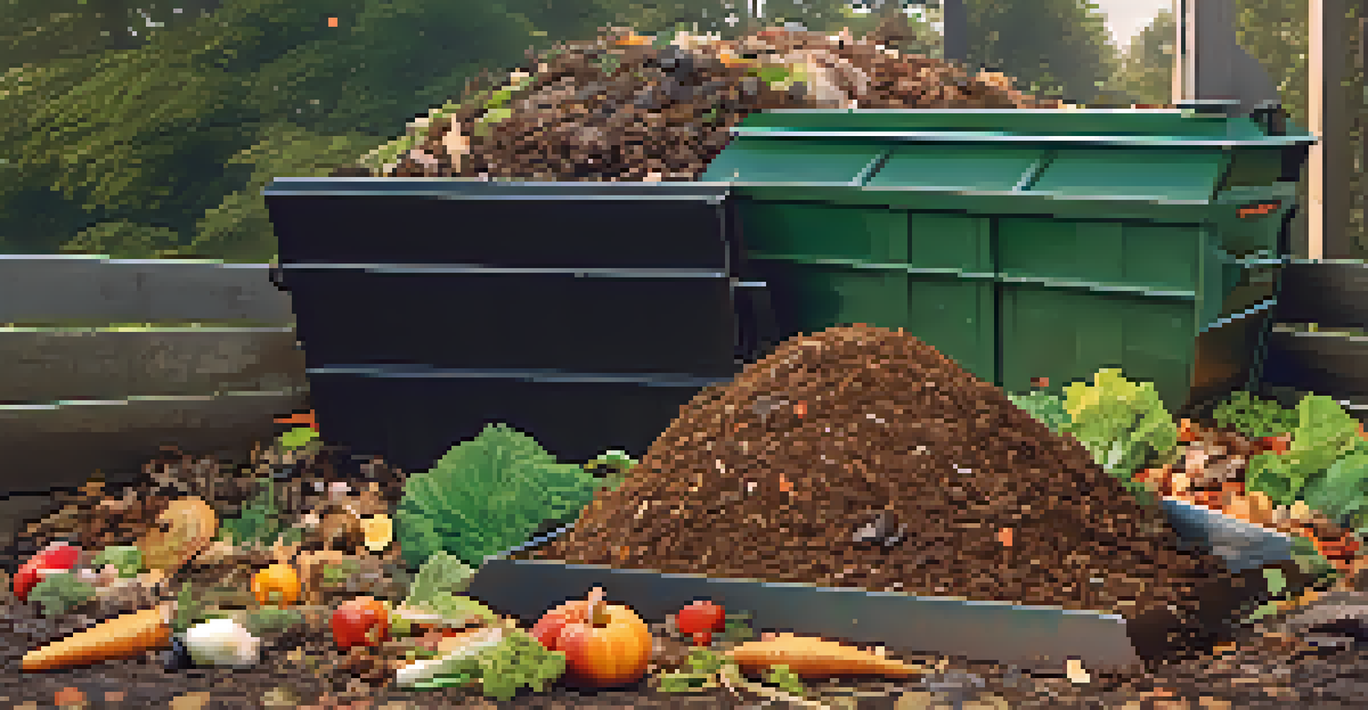 A close-up view of a compost bin filled with various organic waste, showcasing the textures and colors of compostable materials.