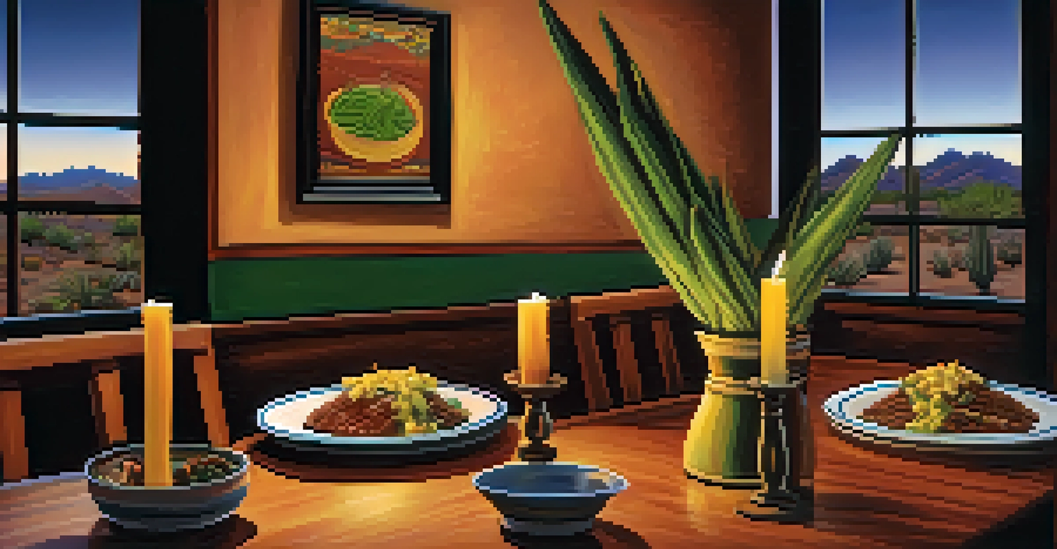 A cozy dining table in Tucson featuring traditional dishes and warm candlelight.
