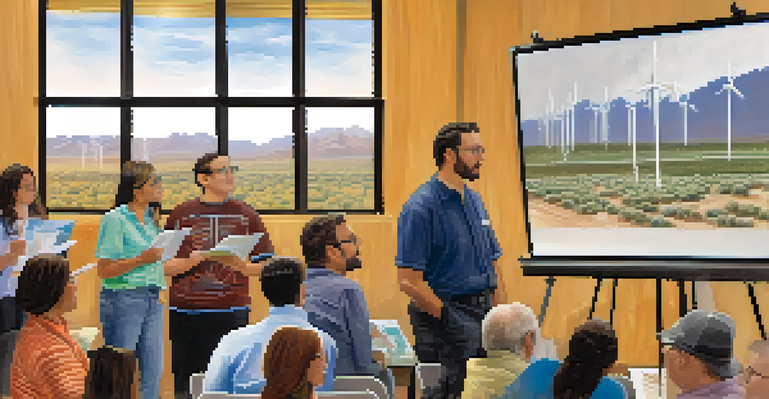 A community workshop with residents learning about wind energy.