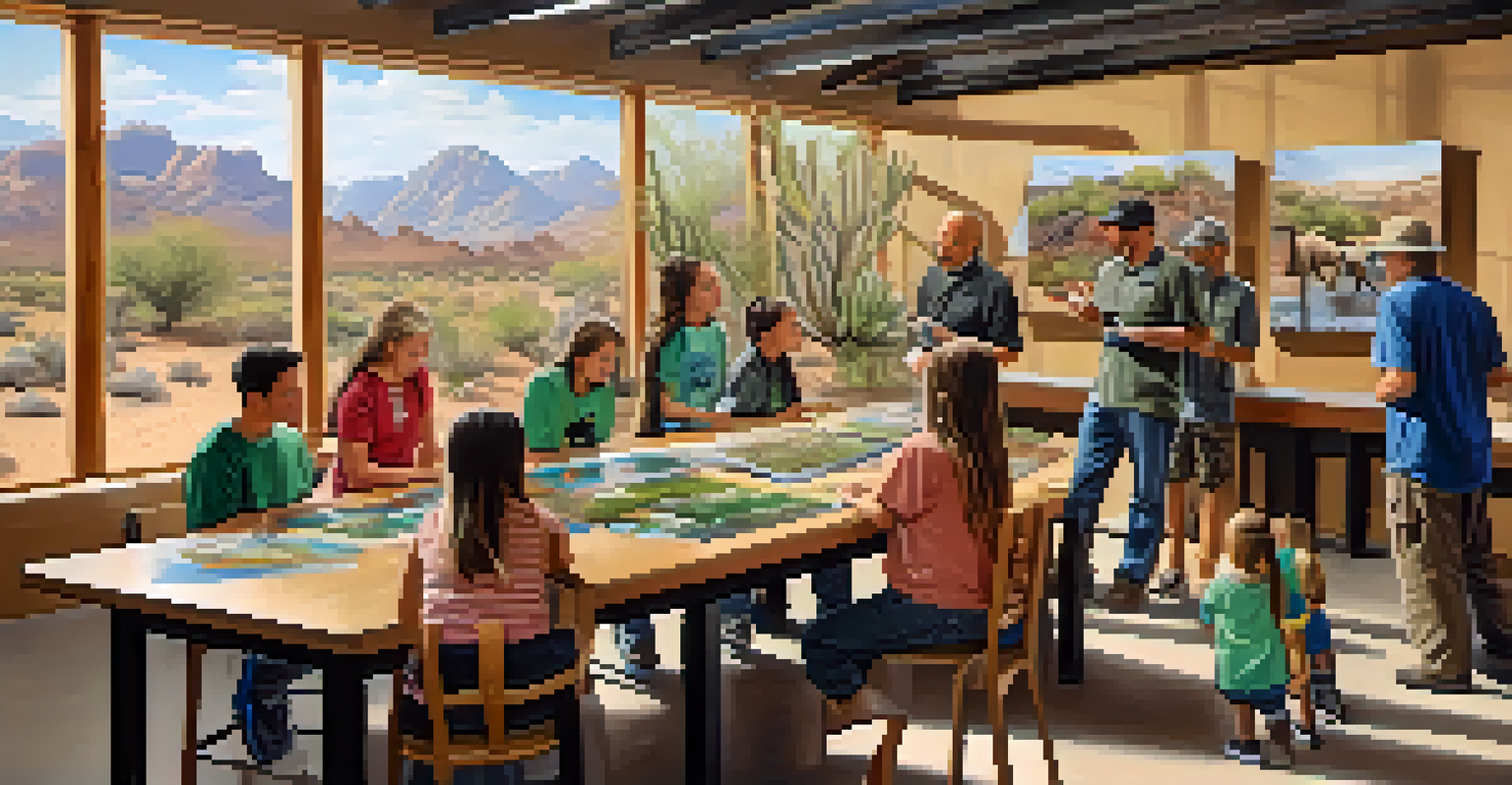 An educational workshop at Arizona-Sonora Desert Museum, featuring diverse participants learning about local wildlife.