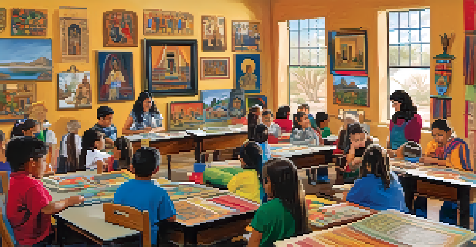 Children participating in a cultural crafts workshop in a Tucson classroom.