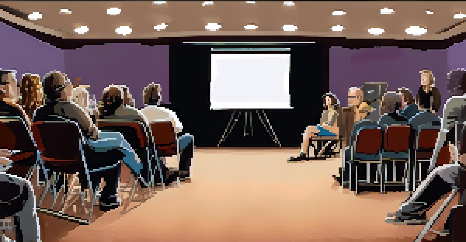 A filmmaker sharing stories during a Q&A session at the Tucson Film Festival, with an engaged audience in a warmly lit room.